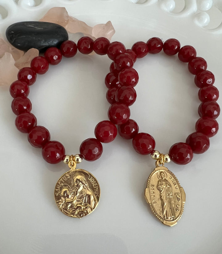 St. Joseph and Mary or St. Jude Stretch Bracelet
