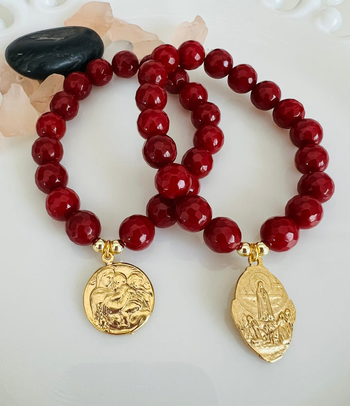 St. Joseph and Mary or St. Jude Stretch Bracelet