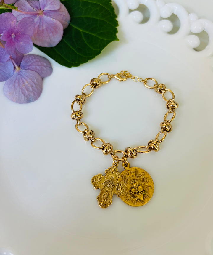 Sage - Sacred Heart of Jesus Knot Bracelet