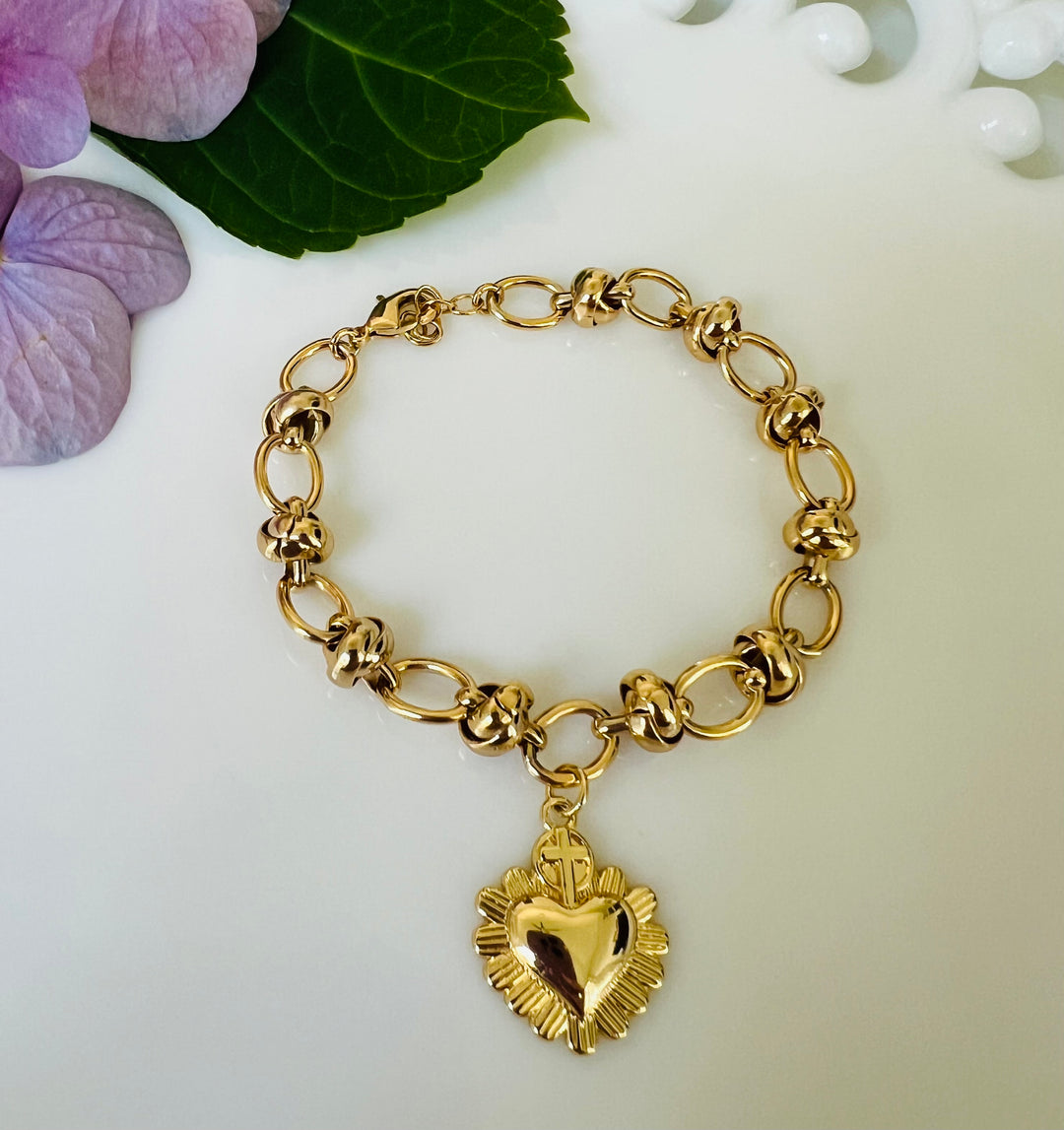 Sage - Sacred Heart of Jesus Knot Bracelet
