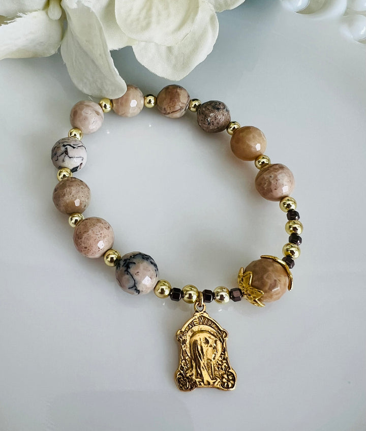 Rosary Bracelet with White African Opal