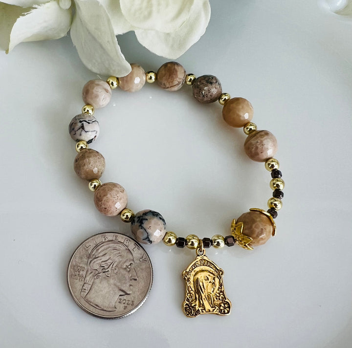 Rosary Bracelet with White African Opal