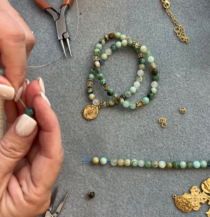 Full Wrap Rosary Bracelet with Chrysocolla Stones