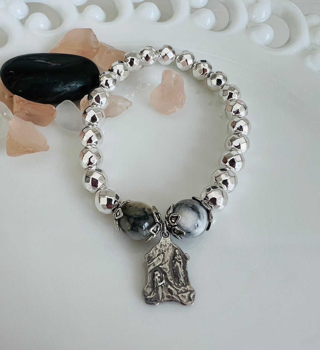 French Mary with Silver Beads